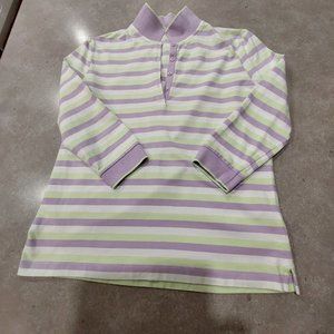 IZOD FLEX Women's Cotton Stretch Collared 3/4 Sleeves V-Neck Pullover  Size S/P